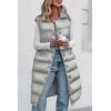 imagePRETTYGARDEN Womens Fall Long Puffer Vest Collared Sleeveless Button Down Warm Jackets Coat Casual Trendy Winter OuterwearSilver Grey