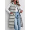 imagePRETTYGARDEN Womens Fall Long Puffer Vest Collared Sleeveless Button Down Warm Jackets Coat Casual Trendy Winter OuterwearSilver Grey