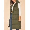 imagePRETTYGARDEN Womens Long Puffer Vest Fall Winter Trendy Zip Up Sleeveless Coat Down Jacket Quilted Hooded Warm OuterwearArmy Green