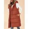 imagePRETTYGARDEN Womens Long Puffer Vest Fall Winter Trendy Zip Up Sleeveless Coat Down Jacket Quilted Hooded Warm OuterwearBrick Red