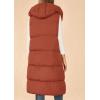 imagePRETTYGARDEN Womens Long Puffer Vest Fall Winter Trendy Zip Up Sleeveless Coat Down Jacket Quilted Hooded Warm OuterwearBrick Red