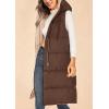 imagePRETTYGARDEN Womens Long Puffer Vest Fall Winter Trendy Zip Up Sleeveless Coat Down Jacket Quilted Hooded Warm OuterwearDark Brown
