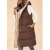 imagePRETTYGARDEN Womens Long Puffer Vest Fall Winter Trendy Zip Up Sleeveless Coat Down Jacket Quilted Hooded Warm OuterwearDark Brown