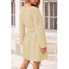 imagePRETTYGARDEN Womens Long Sleeve Dresses Spring Fall Casual Short Belted Dress Trendy Quilted Outfits with PocketsBeige