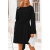 imagePRETTYGARDEN Womens Long Sleeve Dresses Spring Fall Casual Short Belted Dress Trendy Quilted Outfits with PocketsBlack
