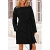 imagePRETTYGARDEN Womens Long Sleeve Dresses Spring Fall Casual Short Belted Dress Trendy Quilted Outfits with PocketsBlack