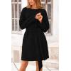 imagePRETTYGARDEN Womens Long Sleeve Dresses Spring Fall Casual Short Belted Dress Trendy Quilted Outfits with PocketsBlack