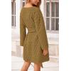 imagePRETTYGARDEN Womens Long Sleeve Dresses Spring Fall Casual Short Belted Dress Trendy Quilted Outfits with PocketsOlive Green