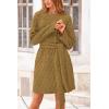 imagePRETTYGARDEN Womens Long Sleeve Dresses Spring Fall Casual Short Belted Dress Trendy Quilted Outfits with PocketsOlive Green