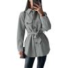 imagePRETTYGARDEN Womens Fall Fashion Winter Trench Coats Lapel Button Down Peacoat Belted Outerwear Casual JacketsGrey