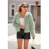 imagePRETTYGARDEN Womens 2025 Winter Coats Fleece Cropped Jacket Faux Fur Long Sleeve Pockets Shaggy Warm Outerwear Fall ClothesBean Green