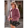 imagePRETTYGARDEN Womens 2025 Winter Coats Fleece Cropped Jacket Faux Fur Long Sleeve Pockets Shaggy Warm Outerwear Fall ClothesBean Paste Red