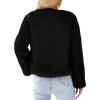 imagePRETTYGARDEN Womens 2025 Winter Coats Fleece Cropped Jacket Faux Fur Long Sleeve Pockets Shaggy Warm Outerwear Fall ClothesBlack