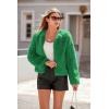 imagePRETTYGARDEN Womens 2025 Winter Coats Fleece Cropped Jacket Faux Fur Long Sleeve Pockets Shaggy Warm Outerwear Fall ClothesGreen