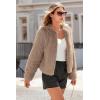 imagePRETTYGARDEN Womens 2025 Winter Coats Fleece Cropped Jacket Faux Fur Long Sleeve Pockets Shaggy Warm Outerwear Fall ClothesKhaki