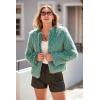 imagePRETTYGARDEN Womens 2025 Winter Coats Fleece Cropped Jacket Faux Fur Long Sleeve Pockets Shaggy Warm Outerwear Fall ClothesLight Green