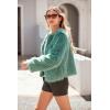 imagePRETTYGARDEN Womens 2025 Winter Coats Fleece Cropped Jacket Faux Fur Long Sleeve Pockets Shaggy Warm Outerwear Fall ClothesLight Green