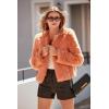 imagePRETTYGARDEN Womens 2025 Winter Coats Fleece Cropped Jacket Faux Fur Long Sleeve Pockets Shaggy Warm Outerwear Fall ClothesOrange