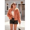 imagePRETTYGARDEN Womens 2025 Winter Coats Fleece Cropped Jacket Faux Fur Long Sleeve Pockets Shaggy Warm Outerwear Fall ClothesOrange