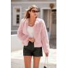 imagePRETTYGARDEN Womens 2025 Winter Coats Fleece Cropped Jacket Faux Fur Long Sleeve Pockets Shaggy Warm Outerwear Fall ClothesPink