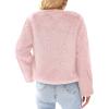 imagePRETTYGARDEN Womens 2025 Winter Coats Fleece Cropped Jacket Faux Fur Long Sleeve Pockets Shaggy Warm Outerwear Fall ClothesPink