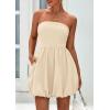 imagePRETTYGARDEN Womens Bubble Mini Dress 2025 Summer Strapless Tube Top Short A Line Sundress Trendy Casual Smocked DressesApricot
