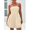 imagePRETTYGARDEN Womens Bubble Mini Dress 2025 Summer Strapless Tube Top Short A Line Sundress Trendy Casual Smocked DressesApricot