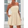 imagePRETTYGARDEN Womens Bubble Mini Dress 2025 Summer Strapless Tube Top Short A Line Sundress Trendy Casual Smocked DressesApricot