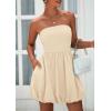 imagePRETTYGARDEN Womens Bubble Mini Dress 2025 Summer Strapless Tube Top Short A Line Sundress Trendy Casual Smocked DressesApricot