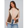 imagePRETTYGARDEN Womens Fall Fashion Faux Suede Vest Casual Sleeveless Button Down Fleece Sherpa Jacket Winter Coats OuterwearCoffee