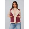 imagePRETTYGARDEN Womens Fall Fashion Faux Suede Vest Casual Sleeveless Button Down Fleece Sherpa Jacket Winter Coats OuterwearWine Red