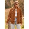 imagePRETTYGARDEN Womens Fall Fashion Jacket Long Sleeve Button Down Trendy Casual Outerwear Clothes Winter Coats with PocketsBrown