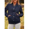 imagePRETTYGARDEN Womens Fall Fashion Jacket Long Sleeve Button Down Trendy Casual Outerwear Clothes Winter Coats with PocketsNavy