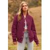 imagePRETTYGARDEN Womens Fall Fashion Jacket Long Sleeve Button Down Trendy Casual Outerwear Clothes Winter Coats with PocketsWine Red