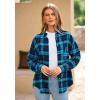imagePRETTYGARDEN Womens Fall Long Sleeve Button Down Plaid Shirts Collared Loose Fit Cotton Casual Lightweight Shackets BlousesPlaid Blue