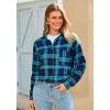imagePRETTYGARDEN Womens Fall Long Sleeve Button Down Plaid Shirts Collared Loose Fit Cotton Casual Lightweight Shackets BlousesPlaid Blue
