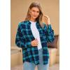imagePRETTYGARDEN Womens Fall Long Sleeve Button Down Plaid Shirts Collared Loose Fit Cotton Casual Lightweight Shackets BlousesPlaid Blue