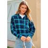 imagePRETTYGARDEN Womens Fall Long Sleeve Button Down Plaid Shirts Collared Loose Fit Cotton Casual Lightweight Shackets BlousesPlaid Blue