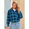 imagePRETTYGARDEN Womens Fall Long Sleeve Button Down Plaid Shirts Collared Loose Fit Cotton Casual Lightweight Shackets BlousesPlaid Blue