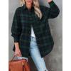imagePRETTYGARDEN Womens Fall Long Sleeve Button Down Plaid Shirts Collared Loose Fit Cotton Casual Lightweight Shackets BlousesPlaid Green