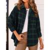 imagePRETTYGARDEN Womens Fall Long Sleeve Button Down Plaid Shirts Collared Loose Fit Cotton Casual Lightweight Shackets BlousesPlaid Green