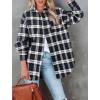 imagePRETTYGARDEN Womens Fall Long Sleeve Button Down Plaid Shirts Collared Loose Fit Cotton Casual Lightweight Shackets BlousesPlaid Navy
