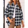 imagePRETTYGARDEN Womens Fall Long Sleeve Button Down Plaid Shirts Collared Loose Fit Cotton Casual Lightweight Shackets BlousesPlaid Navy