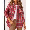 imagePRETTYGARDEN Womens Fall Long Sleeve Button Down Plaid Shirts Collared Loose Fit Cotton Casual Lightweight Shackets BlousesPlaid Red