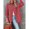imagePRETTYGARDEN Womens Fall Long Sleeve Button Down Plaid Shirts Collared Loose Fit Cotton Casual Lightweight Shackets BlousesPlaid Red