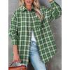 imagePRETTYGARDEN Womens Fall Long Sleeve Button Down Plaid Shirts Collared Loose Fit Cotton Casual Lightweight Shackets BlousesPlaid Sage Green