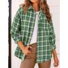 imagePRETTYGARDEN Womens Fall Long Sleeve Button Down Plaid Shirts Collared Loose Fit Cotton Casual Lightweight Shackets BlousesPlaid Sage Green