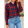imagePRETTYGARDEN Womens Fall Long Sleeve Button Down Plaid Shirts Collared Loose Fit Cotton Casual Lightweight Shackets BlousesPlaid Wine Red