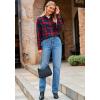 imagePRETTYGARDEN Womens Fall Long Sleeve Button Down Plaid Shirts Collared Loose Fit Cotton Casual Lightweight Shackets BlousesPlaid Wine Red