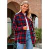 imagePRETTYGARDEN Womens Fall Long Sleeve Button Down Plaid Shirts Collared Loose Fit Cotton Casual Lightweight Shackets BlousesPlaid Wine Red